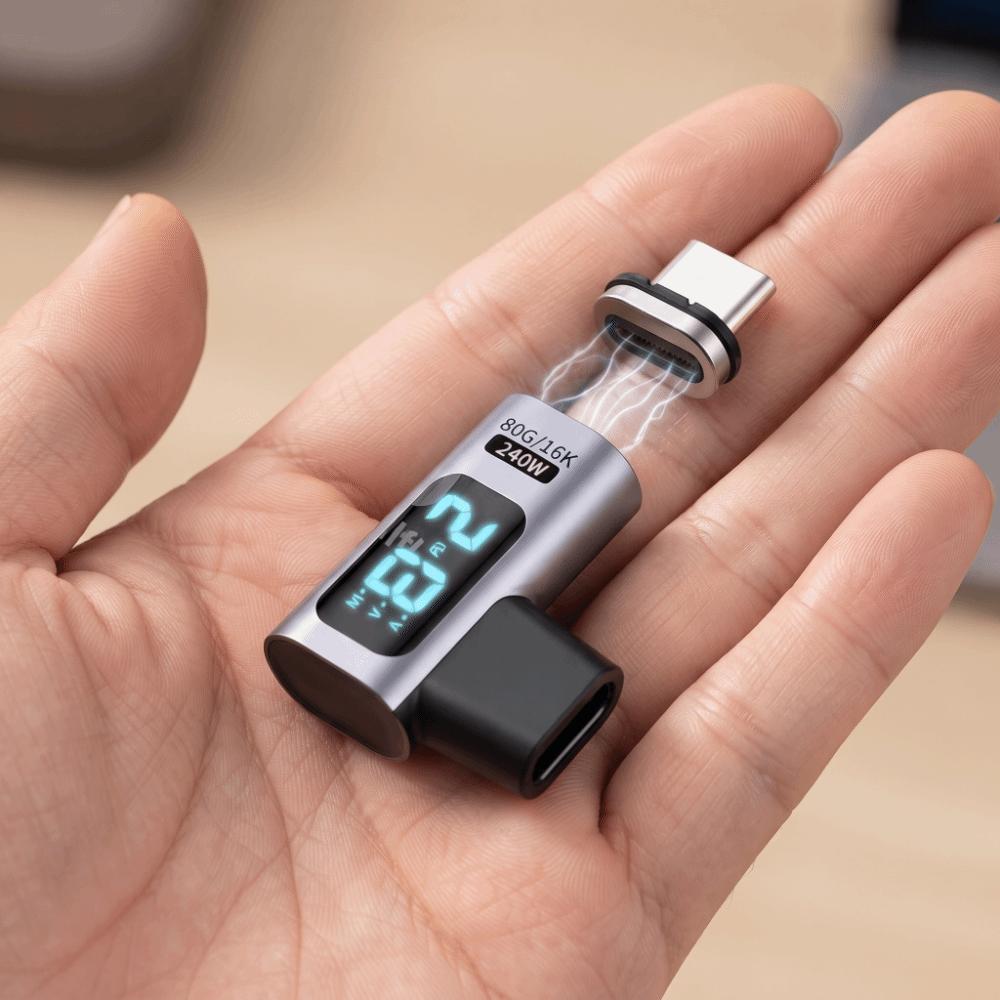 80Gbps Magnetic Adapter 240W Fast Charging Adapter Cable Type C Adapter  Magnet Charge