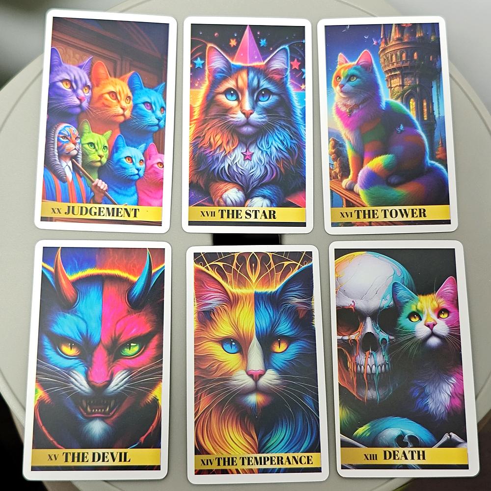 78 Carte dei Tarocchi del Gatto Colorate per Principianti Mazzo Felino Ricco di Colore e Fascino 10,3*6 cm