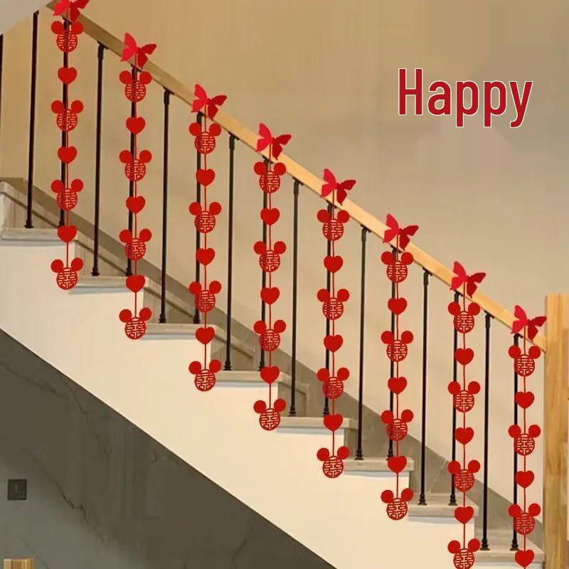 Double Happiness Wedding Decoration Set: Pre-Wedding Room & Staircase Decor for Bride & Groom