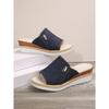 Women's Solid Color Stylish Sandals Slip On Platform Summer Wedge Slides Lightweight Non-slip Slides