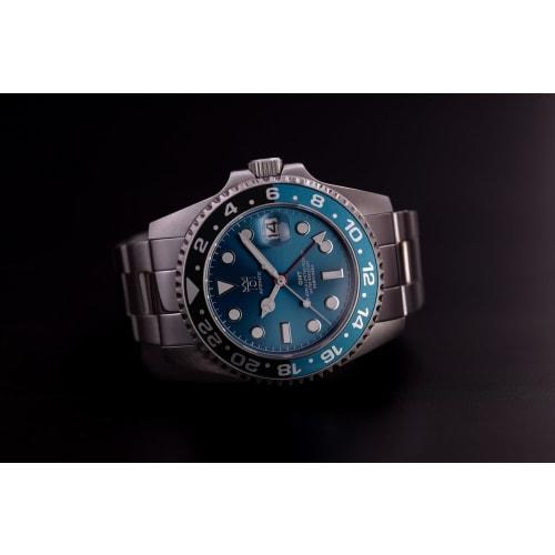 HYAKUICHI 101 No.14 Hyakuichi Mechanical Wristwatch, Automatic Winding, GMT Watch, 200m Water Resistance, Date, Viking Blue, Hack Function