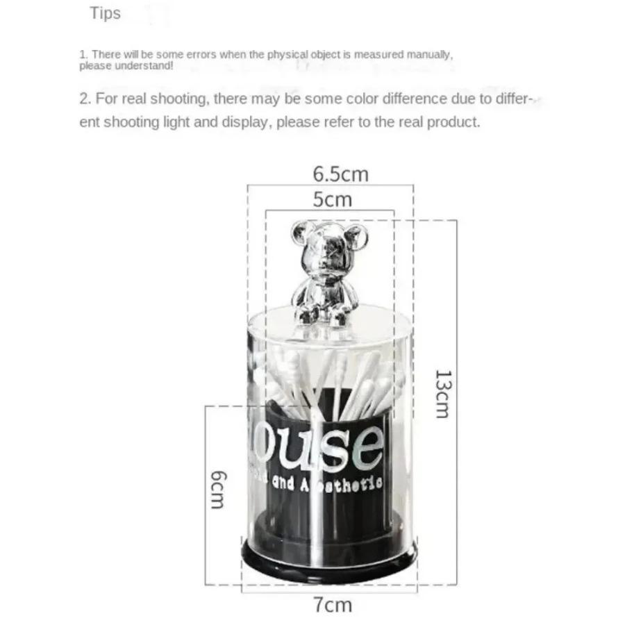 1 stuk Acryl Tandenstokerdoos Dispenser met Deksel – Leuke Multifunctionele Opbergpot voor Wattenbolletjes, Wattenstaafjes & Woondecoratie