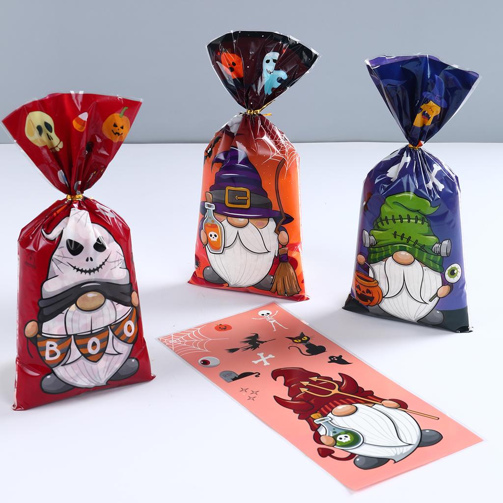 25/50pcs Halloween Ghost Candy Snack Bag Halloween Decoration 2024 Plastic Biscuit Cookies Gift Bag Party Supplies for Kid