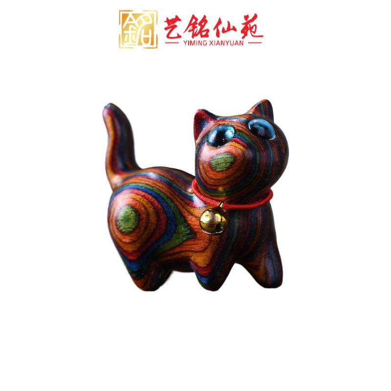 

Wood Carving Cute Hand-held Piece, Tilted-head Desktop Ornament One Size