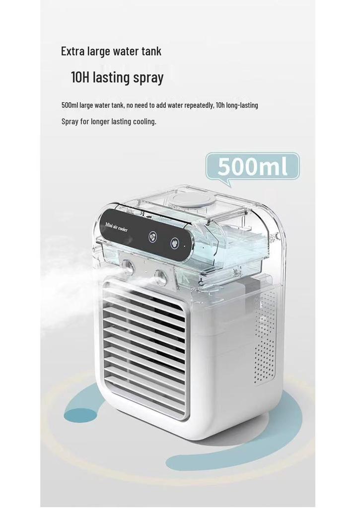 Compact Portable Air Conditioner Fan, Dorm Spray Cooler, Humidifying Electric Desktop Fan