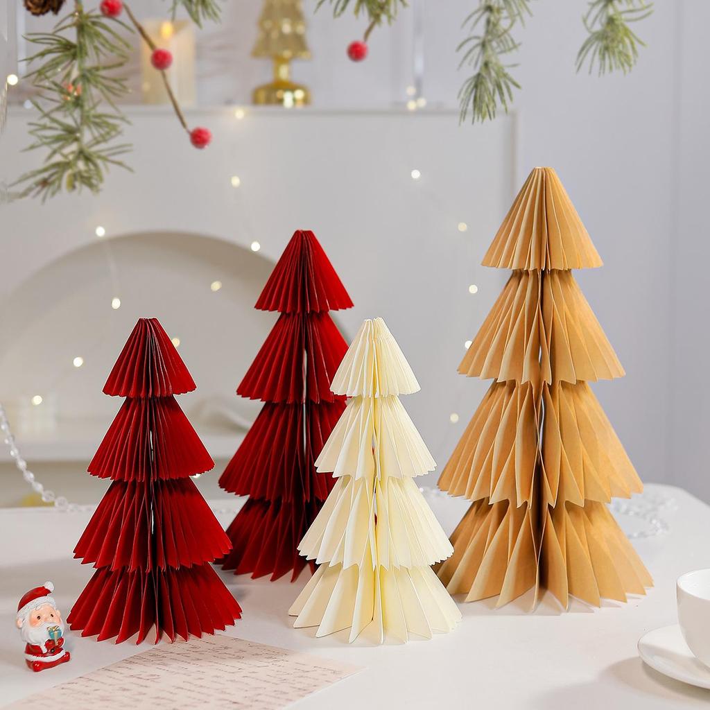 3D Honeycomb Foldable Christmas Tree Ornament for Desktop and Window Display