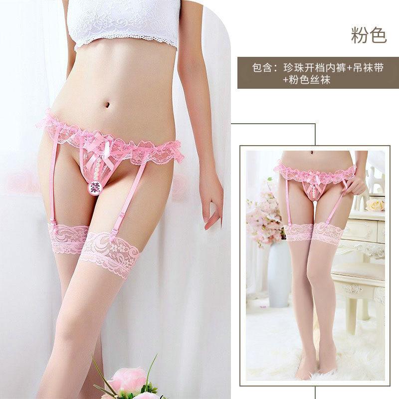 Sexy Panties Open Crotch Free Sexy Pearl Stockings Garter Belt Temptation Adjustable Stockings Stockings Clip Pure Desire