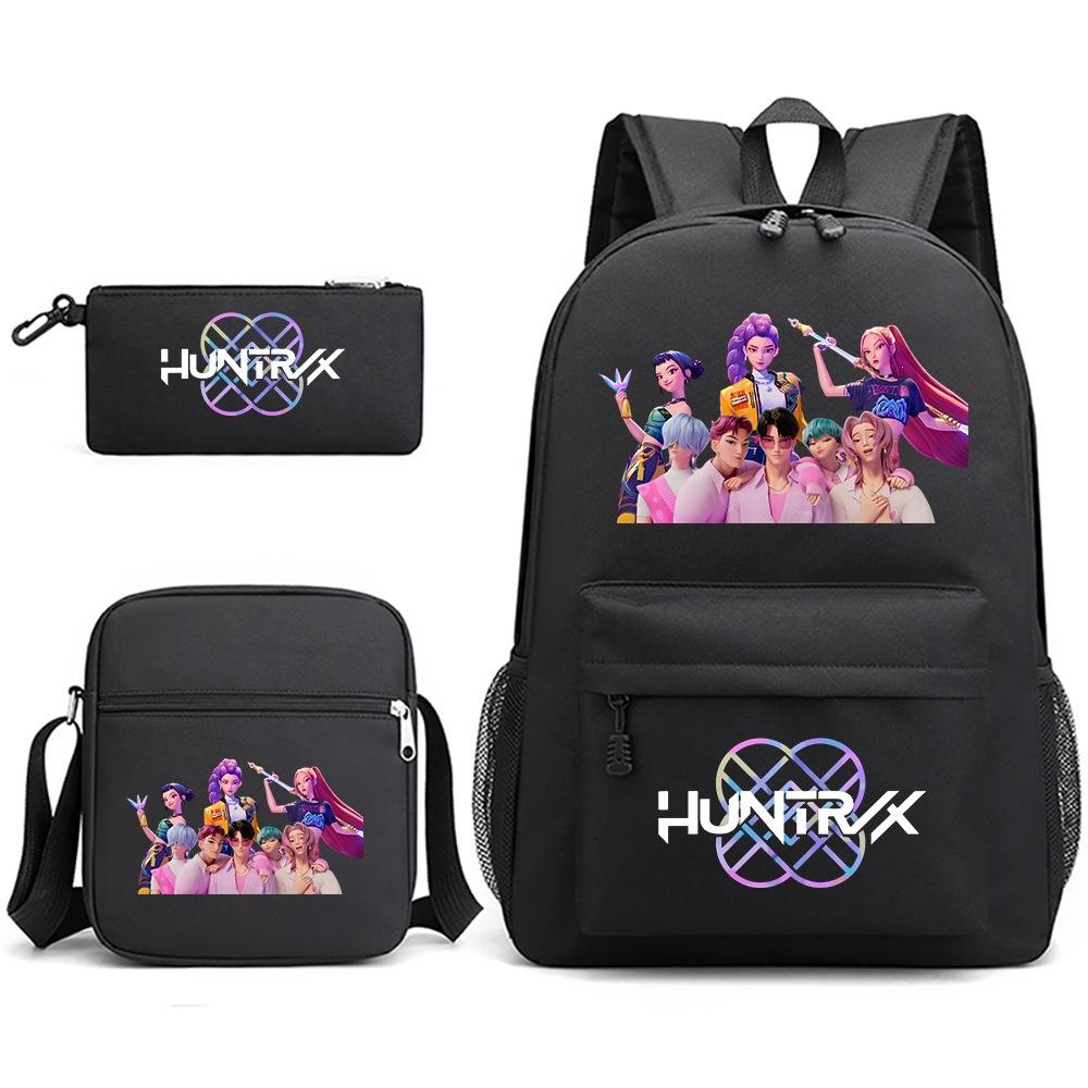 Kpop Demon Hunters Printed Student Backpack Set, 3-Piece Including Backpack, Messenger Bag, and Pencil Case