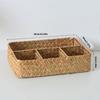 Straw Woven Organized Basket Breathable Compartments For Living Room Office Storage