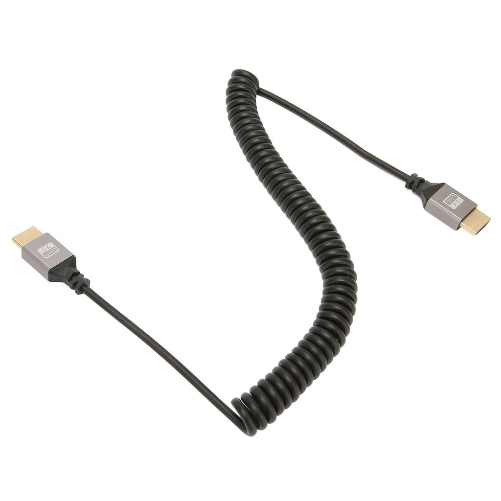 HD Multimedia Interface Coiled Cable High Speed 4K 60Hz Male to Male Spring Cable for Tablet Camera Computer TV Monitor