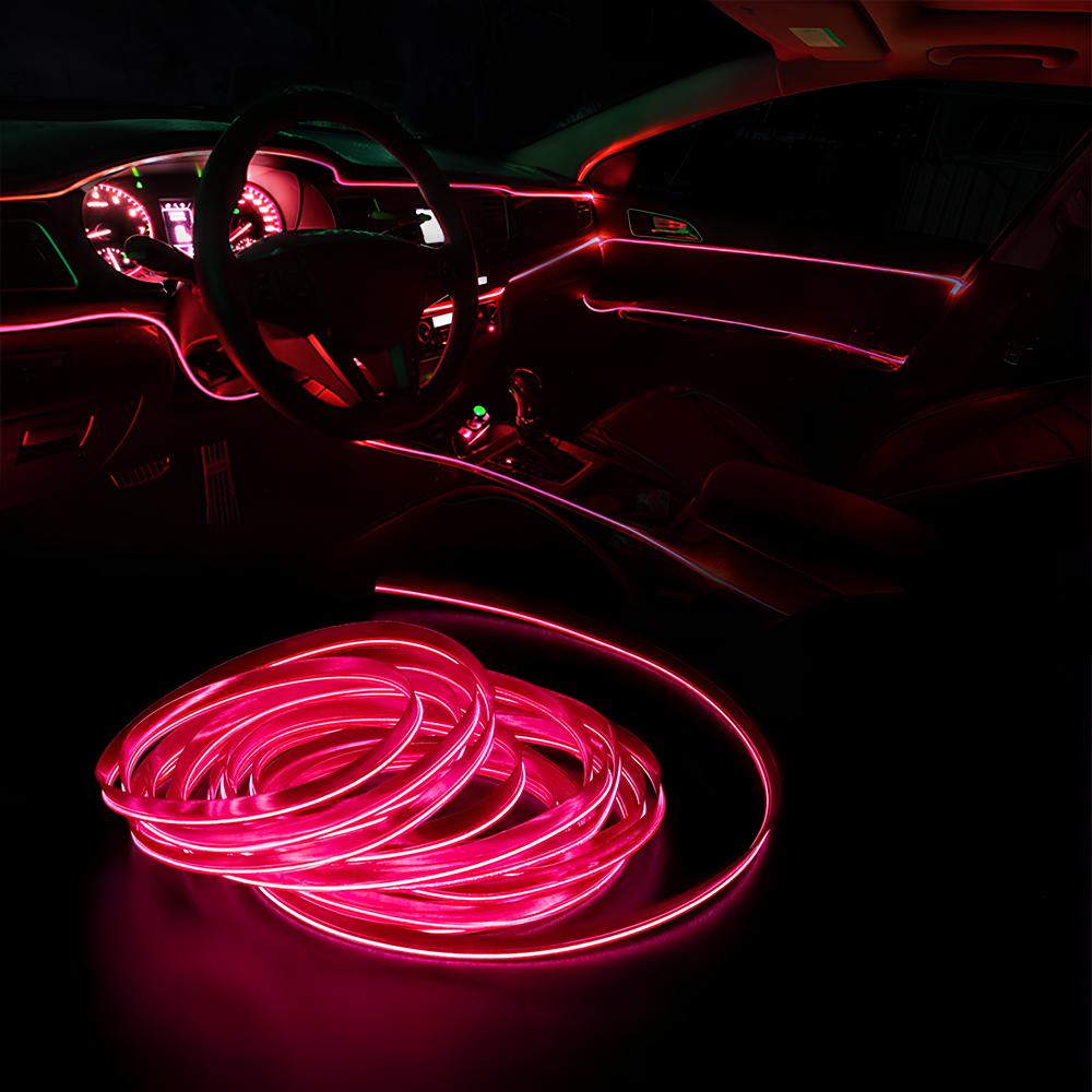 1M 2M 3M 5M Car Interior Lighting Auto LED Strip Wire Rope Tube Line Flexible Neon Light With 12V USB Cigarette Drive