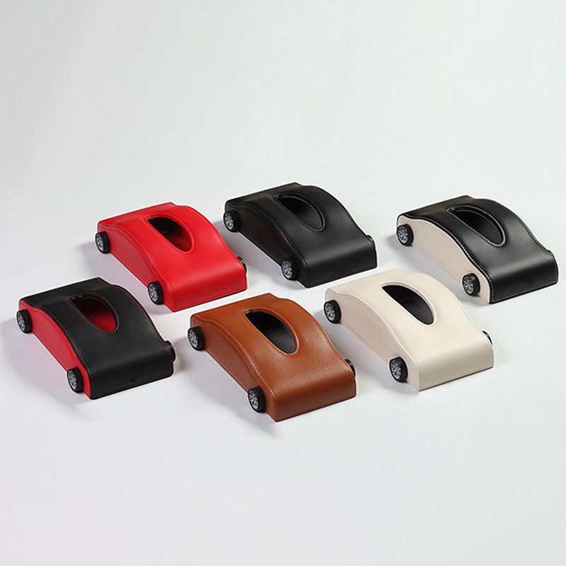 Kreative Autoform Taschentuchbox Simulierte Reifen Hitzebeständiger Taschentuchspender Dekorativer Tragbarer Autoleder Taschentuchorganizer