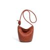 New Retro and Trendy Single Shoulder Underarm Bag, Large Capacity Diagonal Cross Bucket Bag, Textured Hand Woven Bag