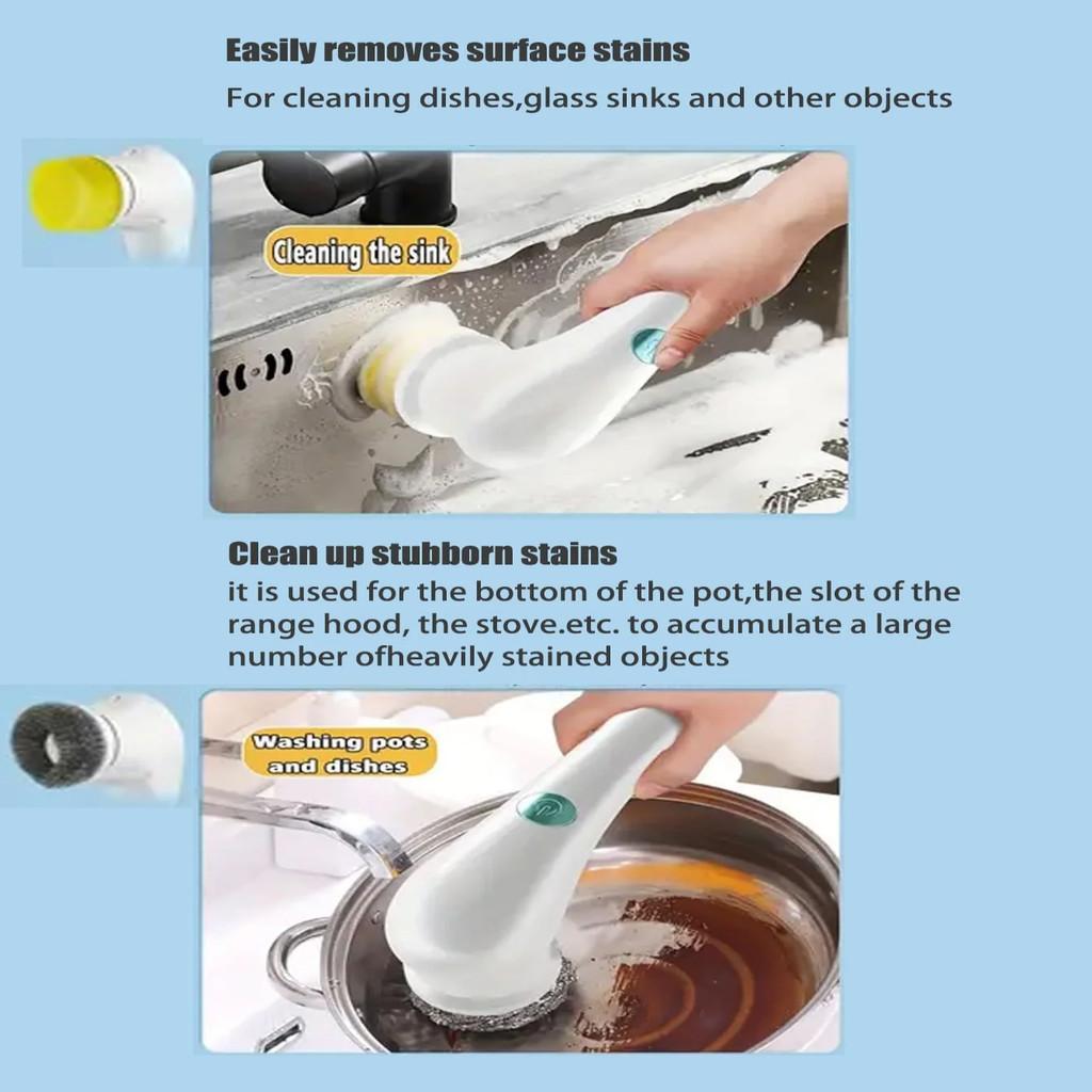 Appareils de cuisine blancs, brosse de nettoyage électrique, brosse de nettoyage domestique, évier de salle de bain, brosse rotative, brosse rotative électrique