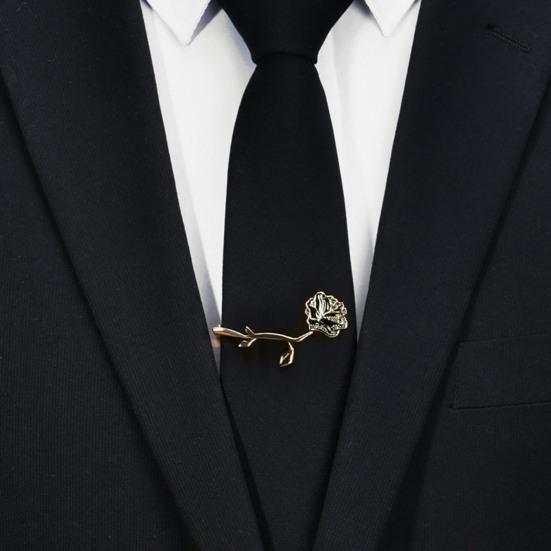 Detachable Tie Back Golden Flower Design Tie Clip Versatile Bow Tie Clip Weddings Business Suits Accessories