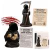 Gothic Emotional Support Figurine Grim Reaper Statue Halloween Decoration Holding Coffee & Cat Resin Desktop Ornament