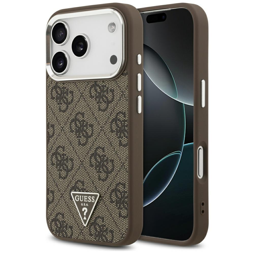 Guess 4G Triangle Logo MagSafe case for iPhone 17 Pro brown silver