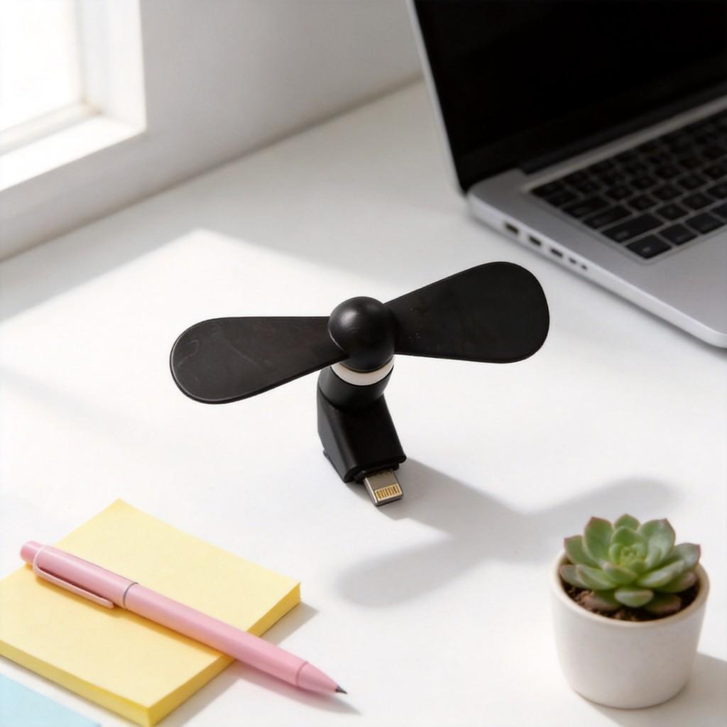 Small Pocket Phone Fan With Soft Blades, Mini Lightning Connector Fan For Iphone Summer Cooling