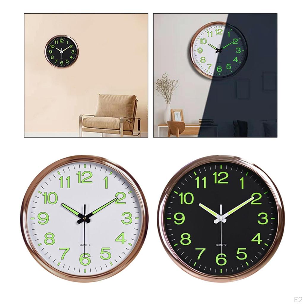 Clocks Night Light Non Ticking Modern The Dark Hanging Watches Luminous Wall Clock for Bedroom