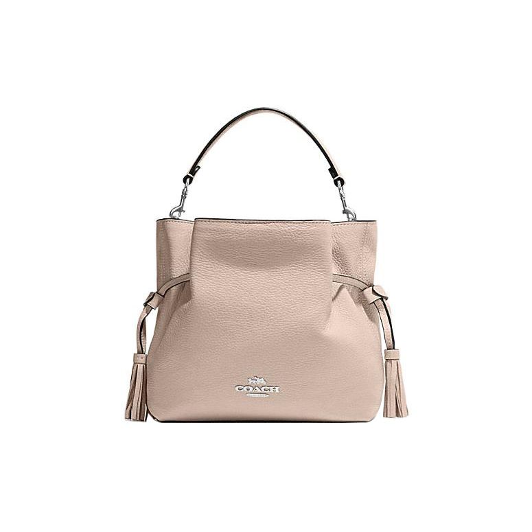 Coach Andy 24 Drawstring Magnetic Closure Pebbled Leather Tote Shoulder Crossbody Bag Medium Women bags Beige CH197-SVVFS Basic Set (Bag+Dust Bag)