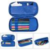 DIY Blue Double-Layer Large Capacity Pencil Case - Versatile and Stylish for Students.