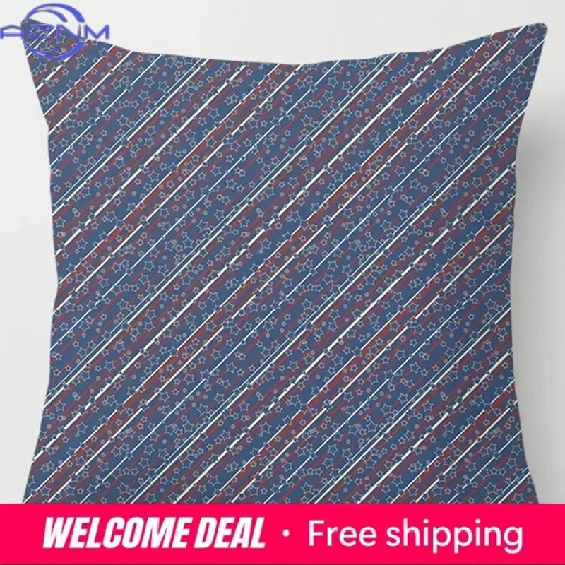 Modern Simple Dark Blue Geometric Pillowcase Home Sofa Cushion Cover