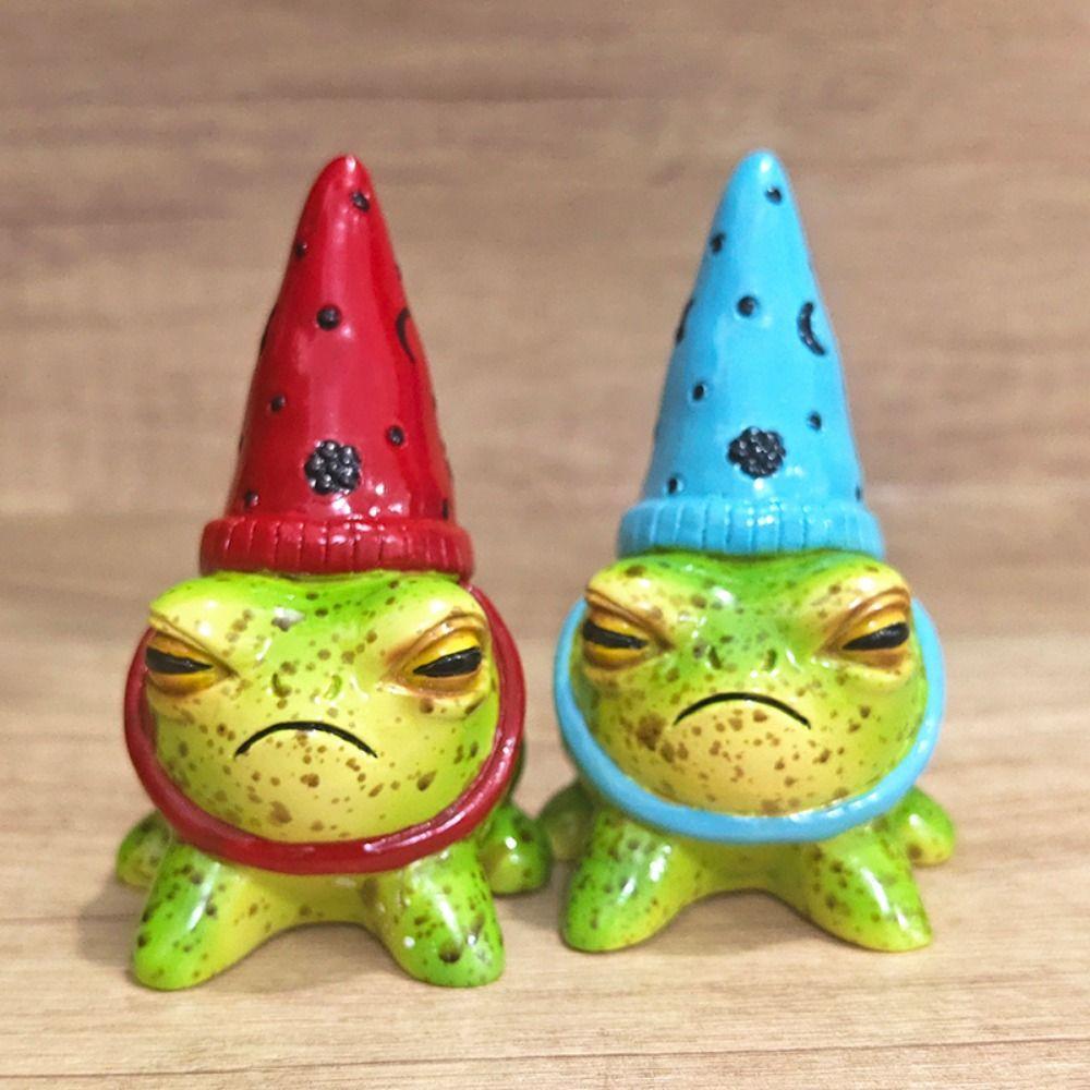 

Cartoon Little Frog Statue Small Resin Animal Ornament Funny Cute Frog Statue Garden синій
