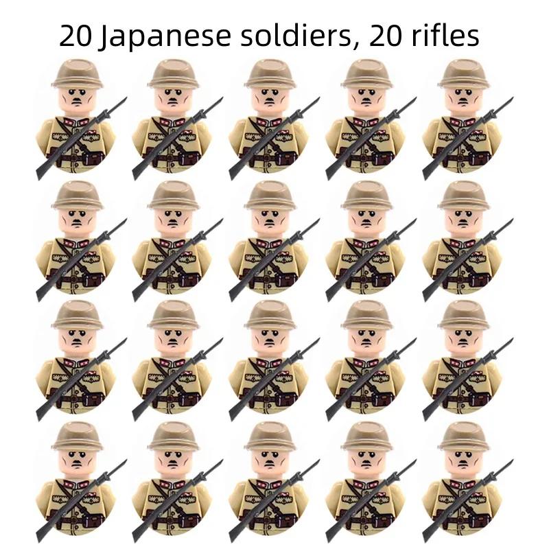 20Pcs/Set WW2 Military Soldier Array Soviet US UK France Japan Canada Italy China Building Blocks Action Figure Bricks Kids Toy