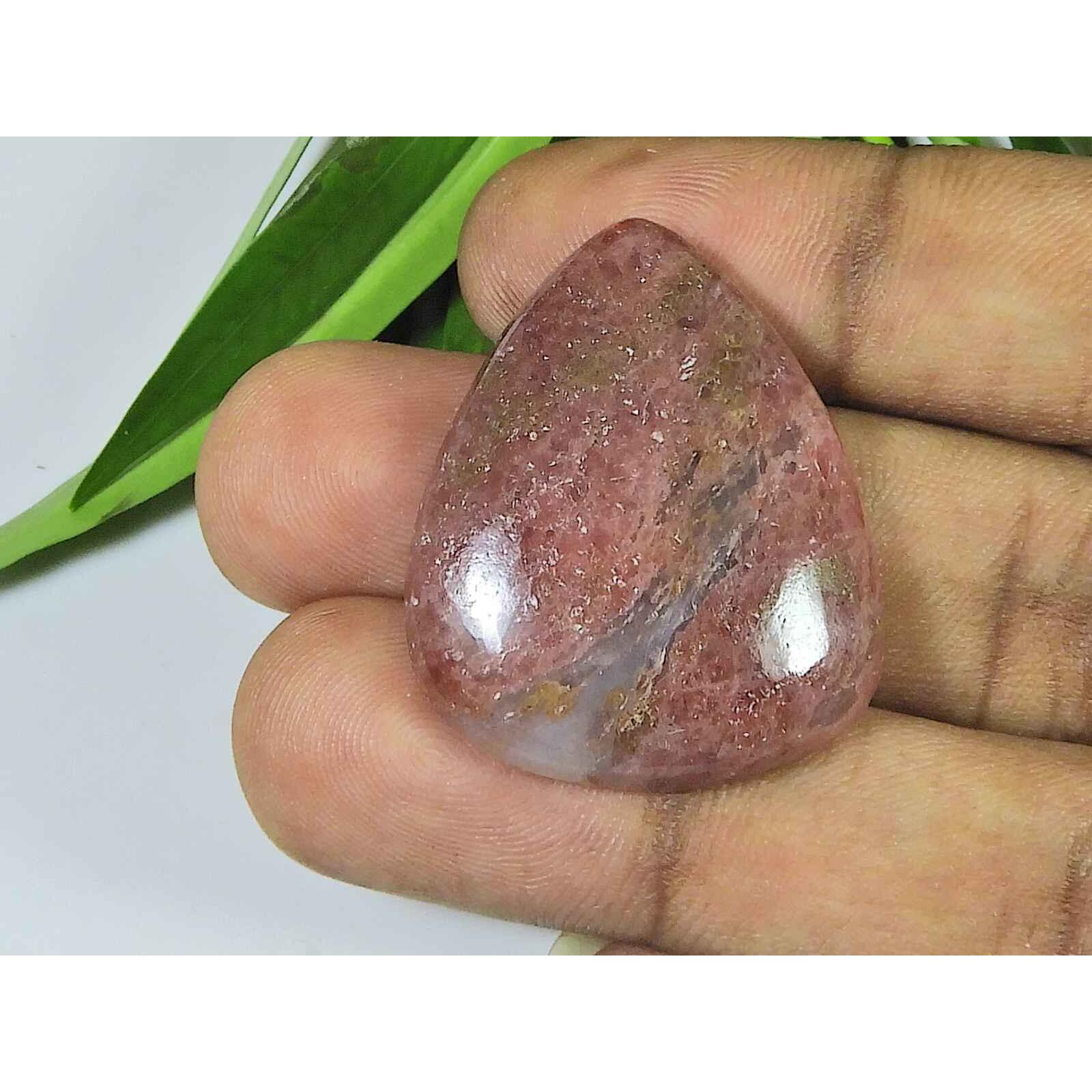 

27X33X05MM Natural Red Rhodonite Quartz Pear Cabochon Loose Gemstone SK-3730