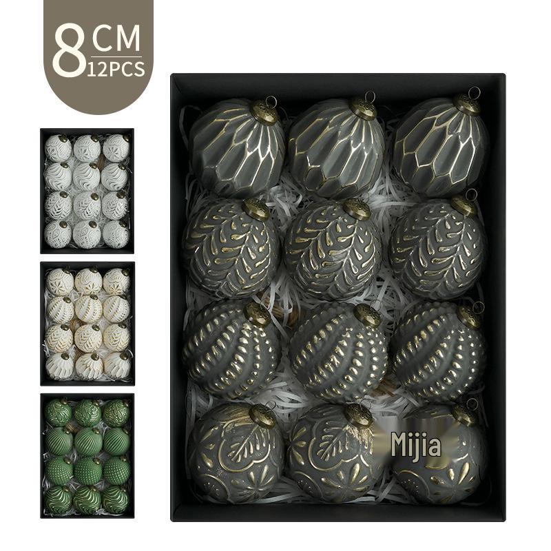 Boules Ornementales pour Sapin de Noël Style Ancien 8cm