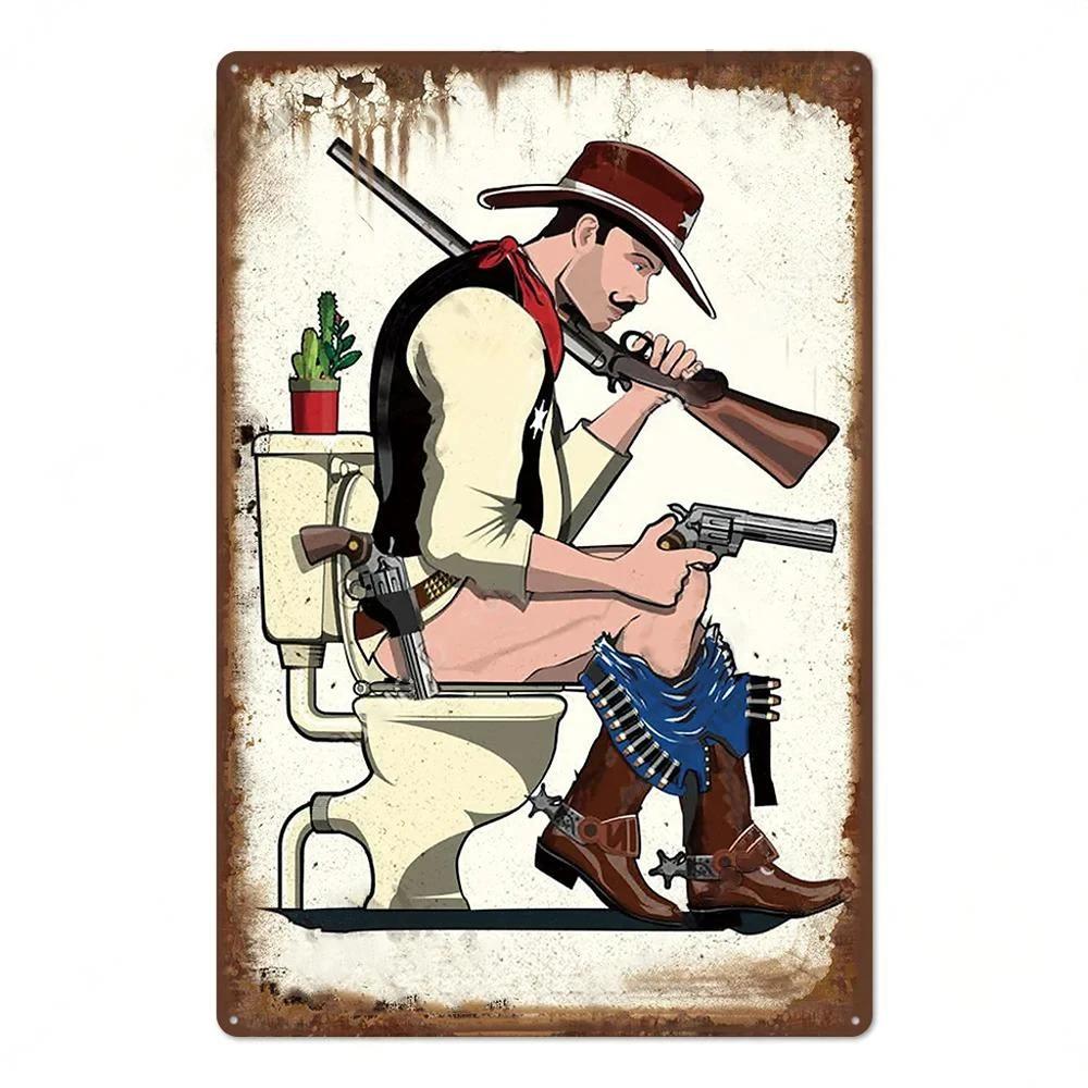 Vintage Tin Sign Bathroom Poster Decoration Bathroom Vintage Metal Plate Wall Art Bathroom Decoration Wall Painting Aesthetics