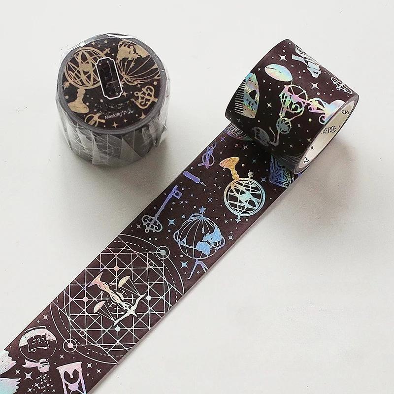 Fantasy Astrolabe Stars Moon Planet Laser Hot Silver Decorative Masking Washi Tape Adhesive Tape DIY Scrapbooking Sticker Label