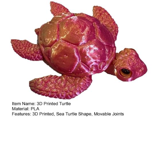 Figurina di Tartaruga Marina Stampata in 3D, Ornamento Tartaruga con Articolazioni Mobili, Modello Tartaruga Antistress Giocattolo Fidget, Decorazione Animale Marino per Casa Ufficio