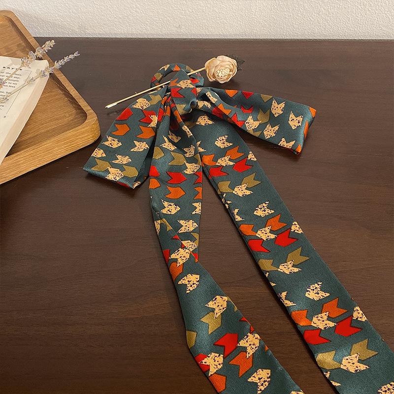 New Silk Scarf Printed Hair Sticks Chinese Style Elegant Women's Long Ribbon Hair Band Bandana Hair Stick Clip Hair Accessories