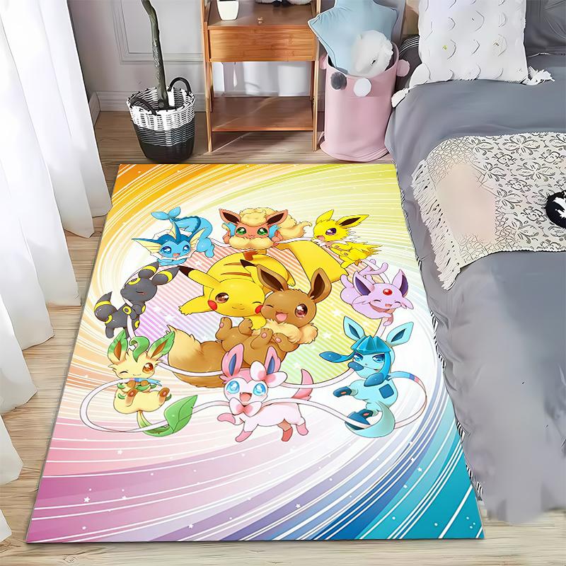 Japanese Anime Pokemon Pikachu Eevee Large Area Rug 3D Carpet Home for Living Room Kids Bedroom Sofa Doormat Children Floor Ma