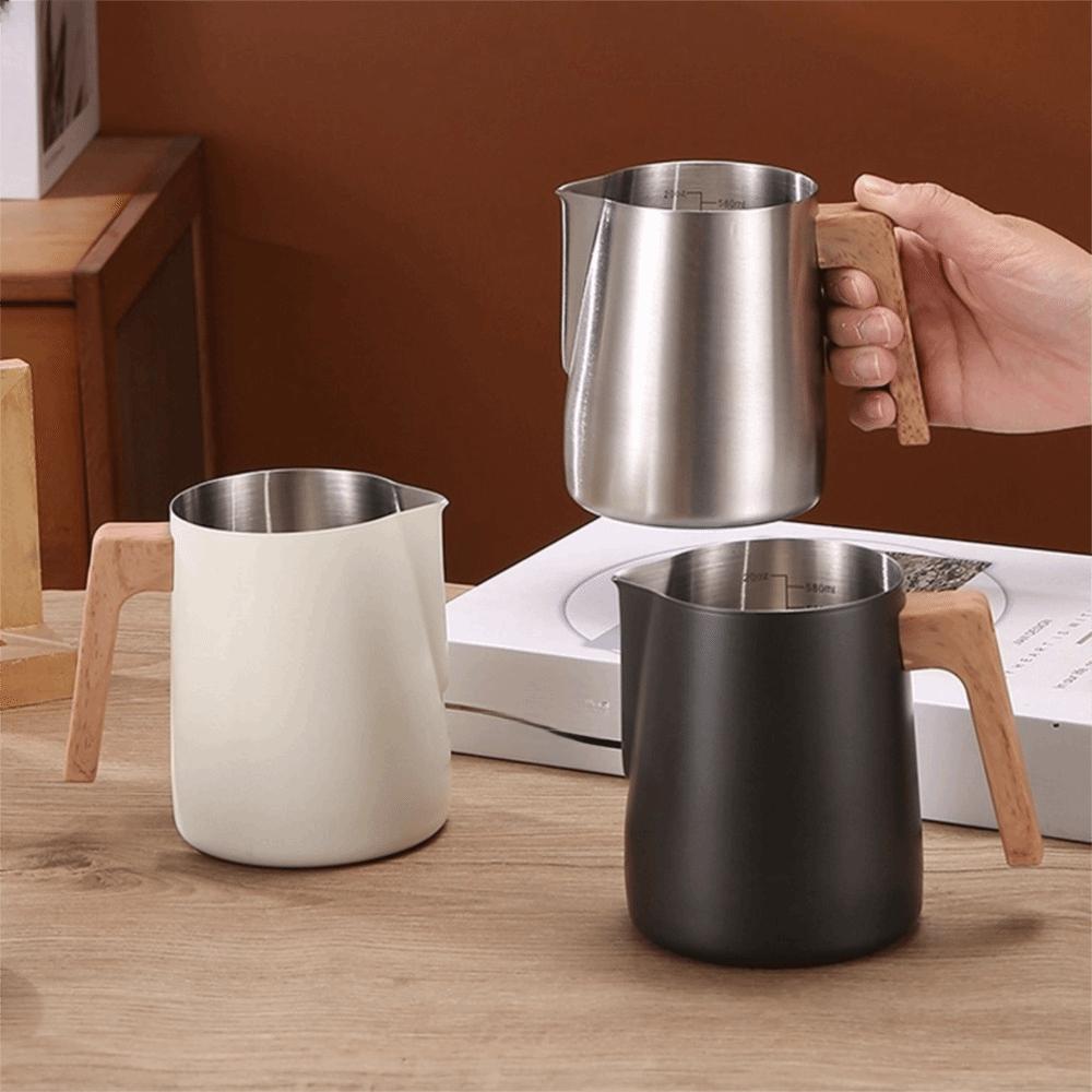 with Scale Coffee Milk Frothing Pitcher 304 Stainless Steel Milk Foam Cup Milk Frother Jug Barista