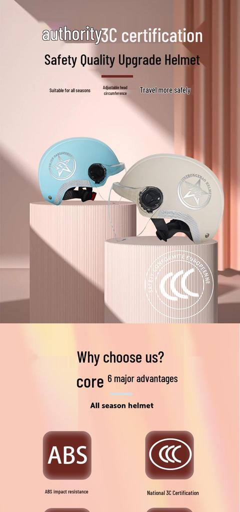 Golden Bell Unisex 3C-Certified Electric Vehicle Half Helmet with Sunscreen for Motorcycles and Bicycles