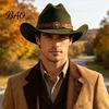 Winter Windproof Wool Cap Unisex Western Cowboy Hat, Felt Fedora Hat with Faux Leather Retro Style Band, Wide Brim Cowgirl for Men Women Outdoor