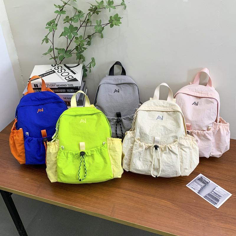 Kids Minimalist Backpack With Letter Printing And Drawstring Design For Daily