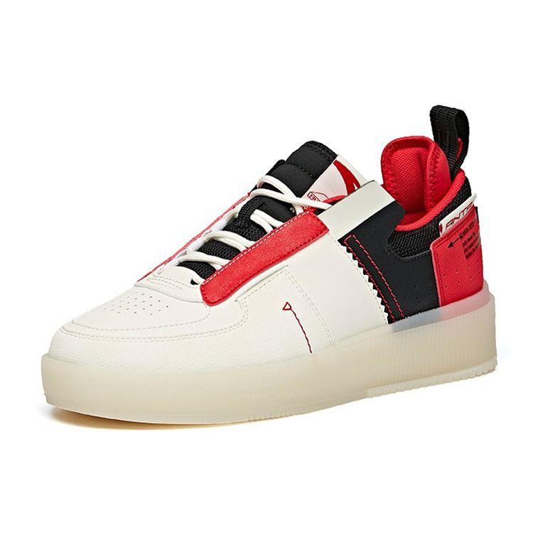 Anta Men's Jiewan Retro Low Top Platform Casual Skate Shoes White Red Black 912048020-3