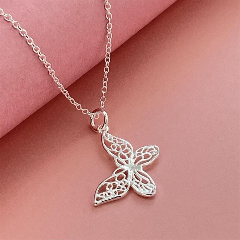 

925 Silver Butterfly Pendant Necklace Fashion Luxury Clavicle Chain Fine Jewelry for Women Party Daily Wear срібний