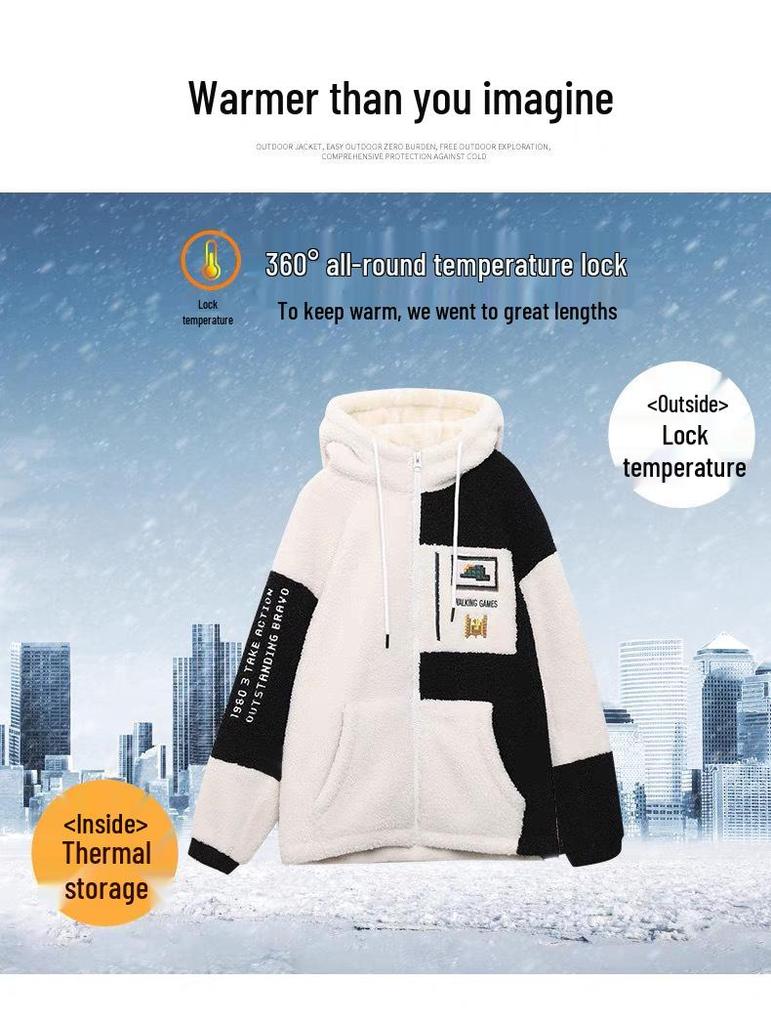 Women's 2023 Winter Korean-Style Lambswool Coat: Loose, Fleece-Lined, Thickened Cardigan Sweatshirt.