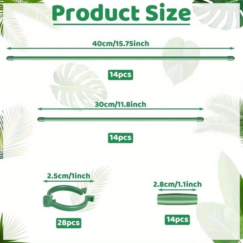 28Pcs Adjustable Plant Support Sticks with 28 Rings 14 Connectors Perfect for Potted Flowers Tomato Rose Indoor Outdoor