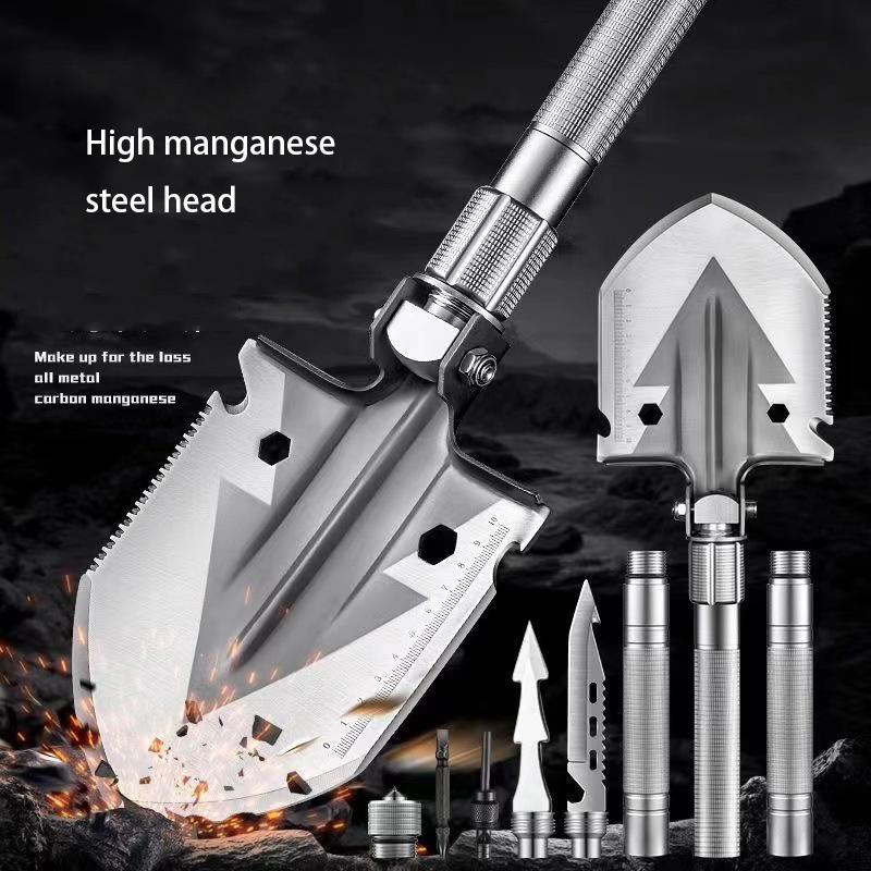 Outdoor Multi-Functional Engineer Shovel - Folding Camping Equipment, Vehicle-Mounted Self-Defense Shovel for Outdoor Activities