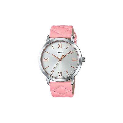Waterproof 30 Meters Quartz Leather Strap Women's Watch Silver Dial LTP-E153L-4ADF