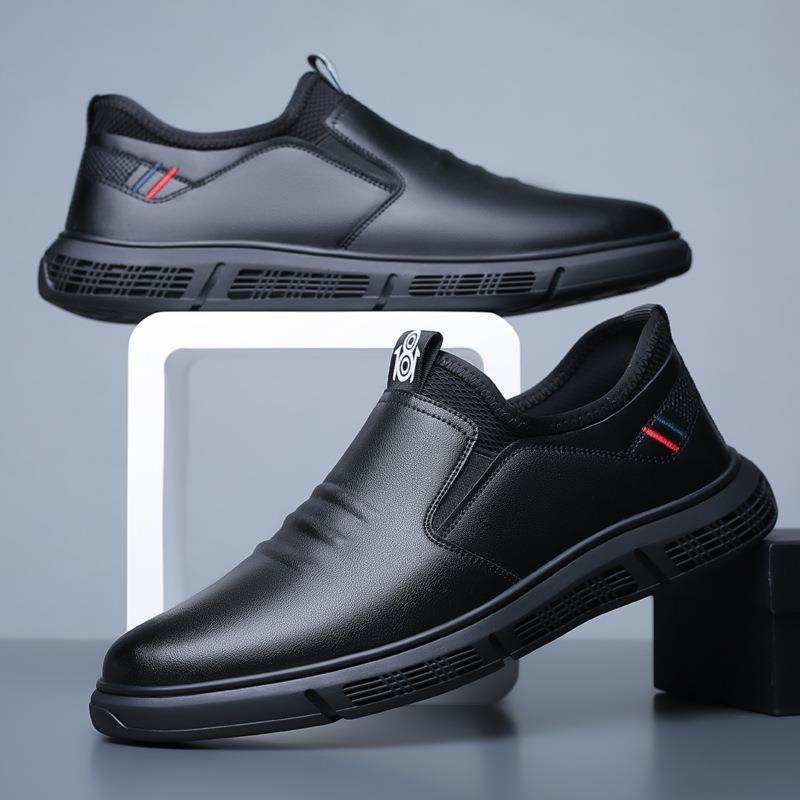 Men's Leather Loafers, Soft Sole Leather Driving Shoes, Slip on Lazy Shoes, Breathable Business Casual Dress Shoes for Work & Office