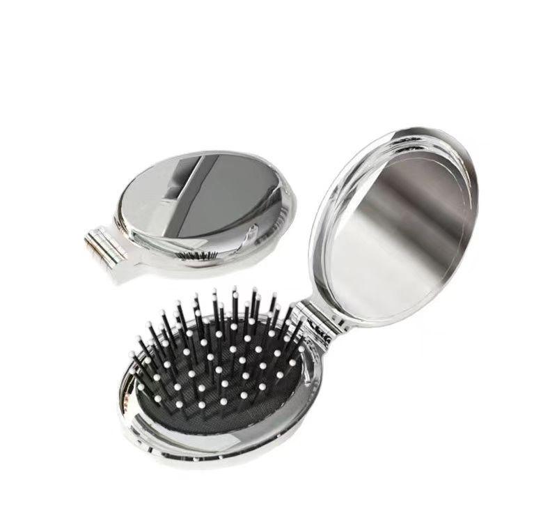 Portable Pocket Folding Comb & Mirror with Airbag Cushion for Smooth Hair and Massage