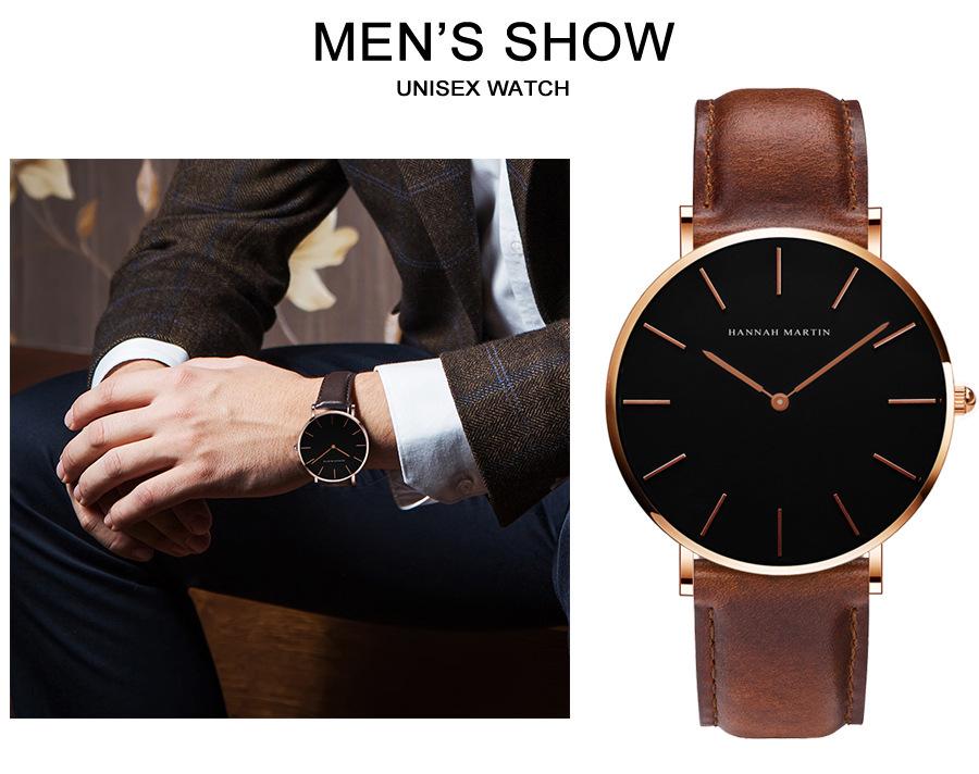 Men's Minimalist Waterproof Leather Strap Quartz Watch