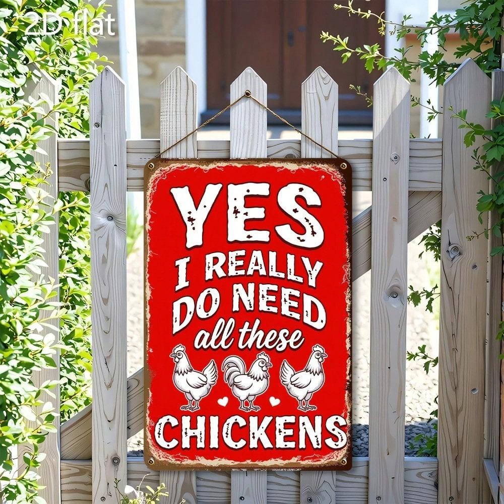Vintage Metal Chicken Tin Sign Kitchen Wall Art Farmhouse Decor 8x12 Inch
