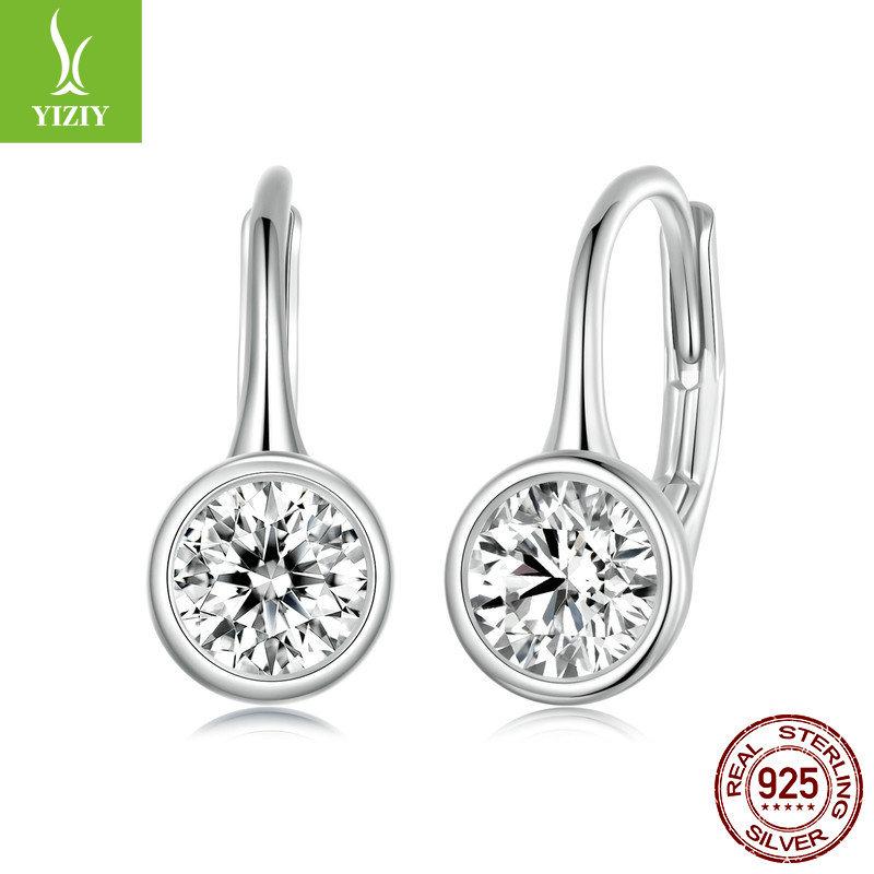 

Классический дизайн 50 сверкающих муассанитов, очаровательные и элегантные серьги-кольца из стерлингового серебра 925 пробы